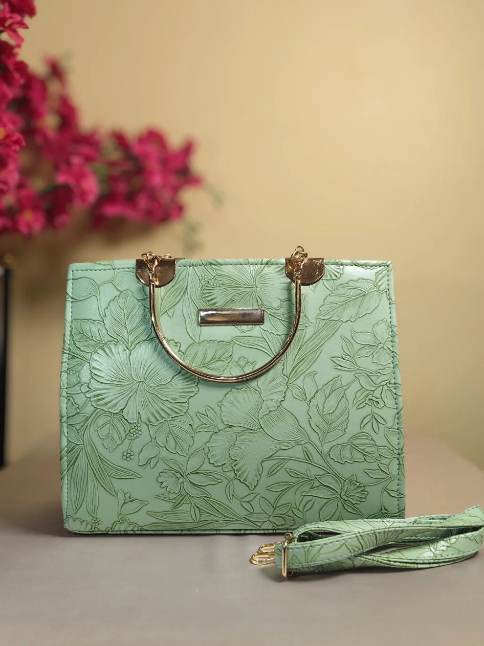 Olive Bloom Handbag- Green