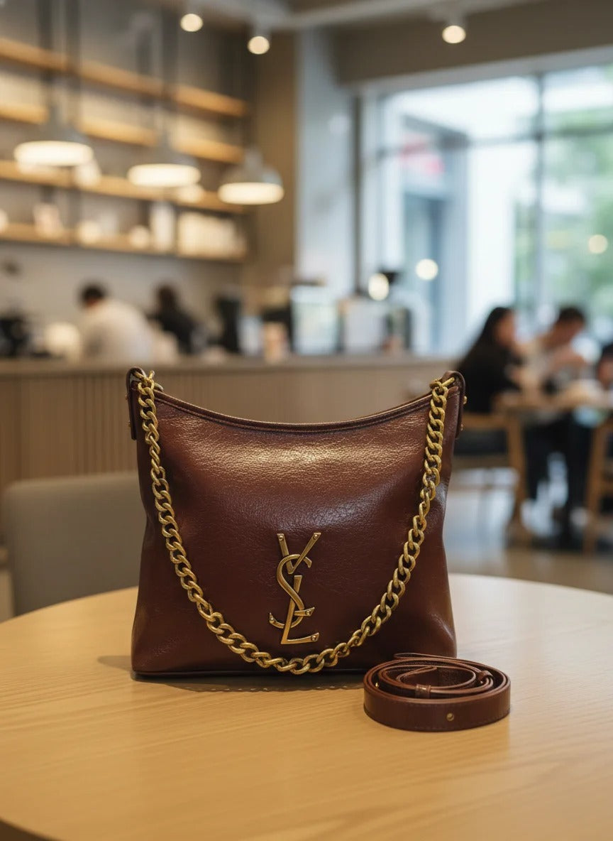 Majestic Chain Satchel- Brown