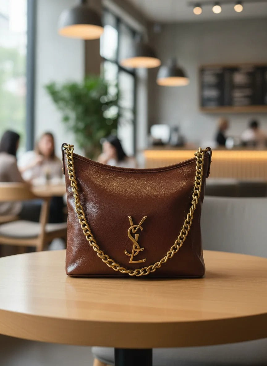 Majestic Chain Satchel- Brown