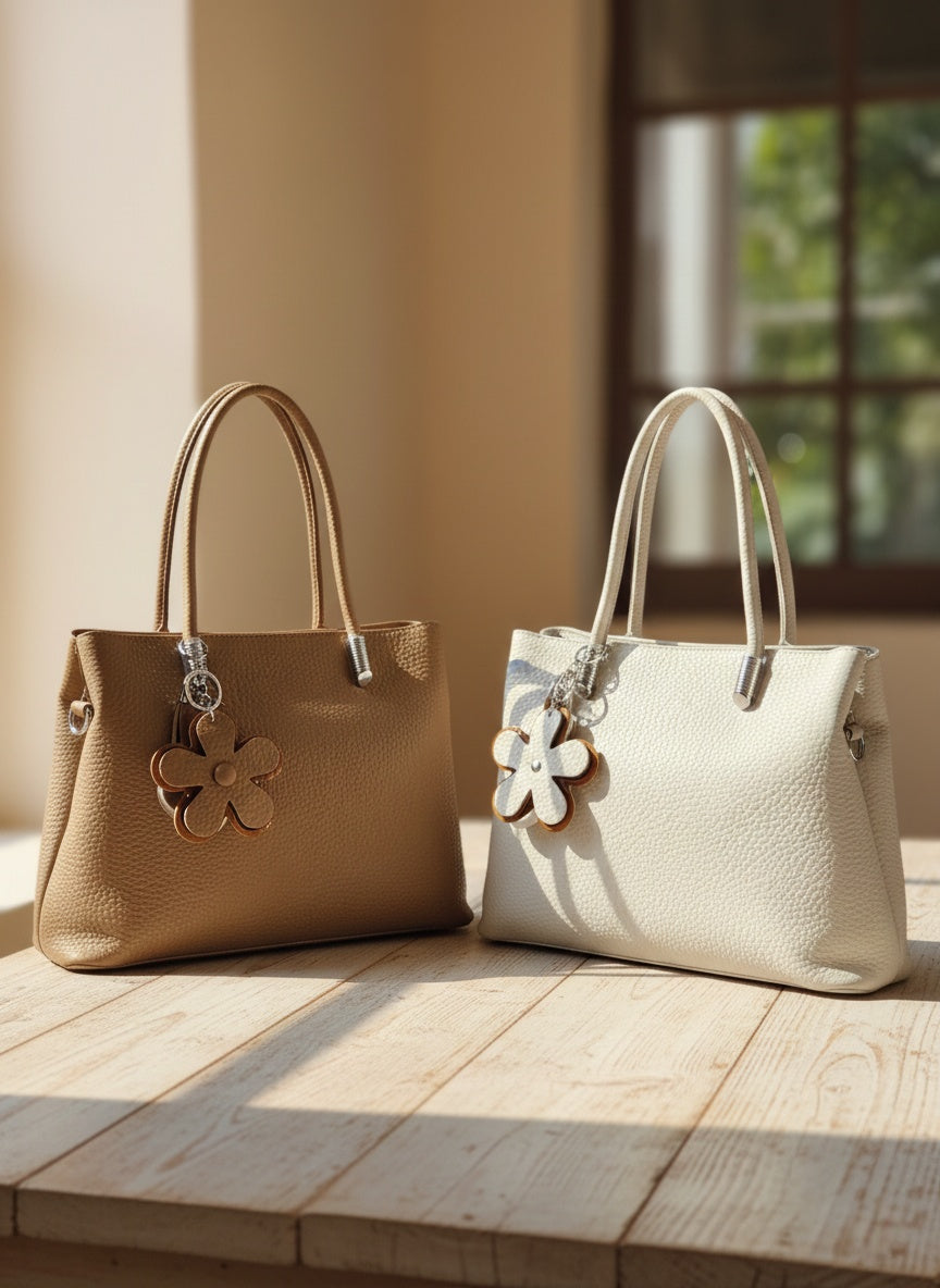 Ivory Bloom Handbag- Grey