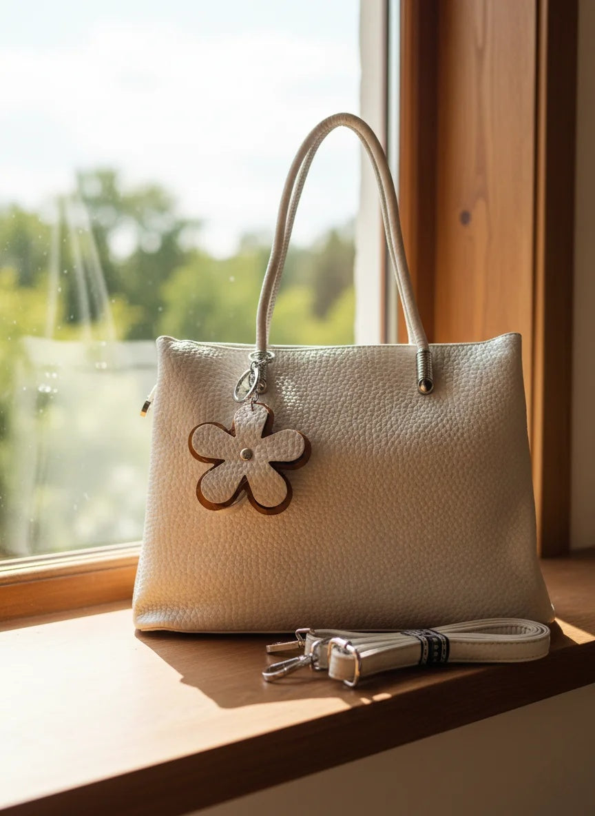 Ivory Bloom Handbag- Grey