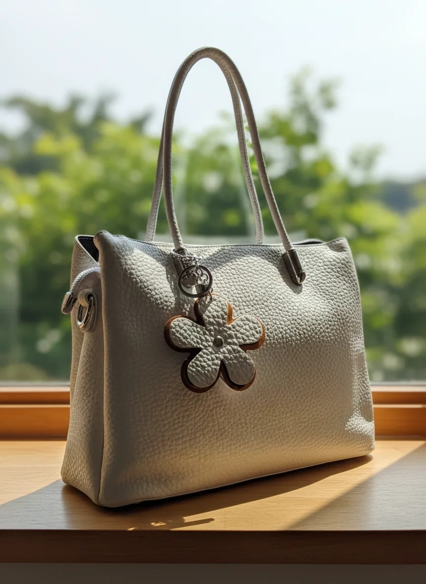Ivory Bloom Handbag- Grey