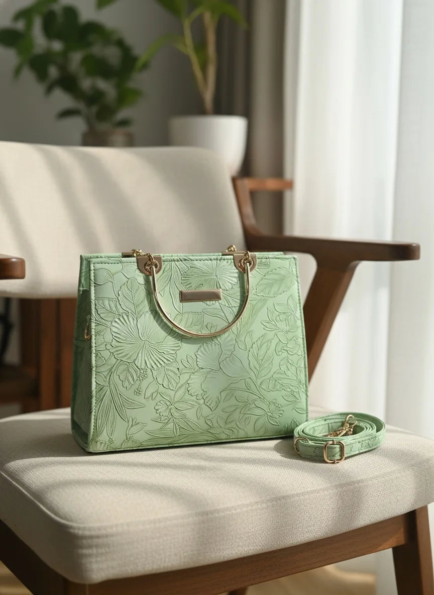 Olive Bloom Handbag- Green