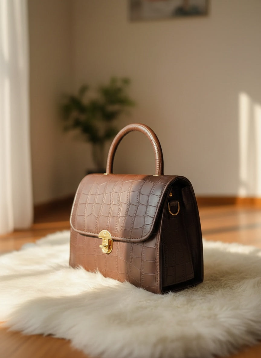 Crovella Matt Handbag - Brown