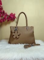 Ivory Bloom Handbag- Caramel Brown