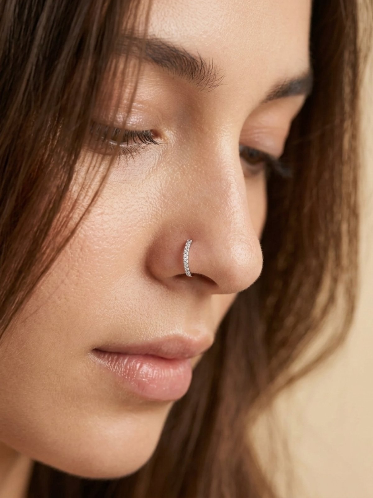 Titanium Front Zircon Nosering - Silver✨