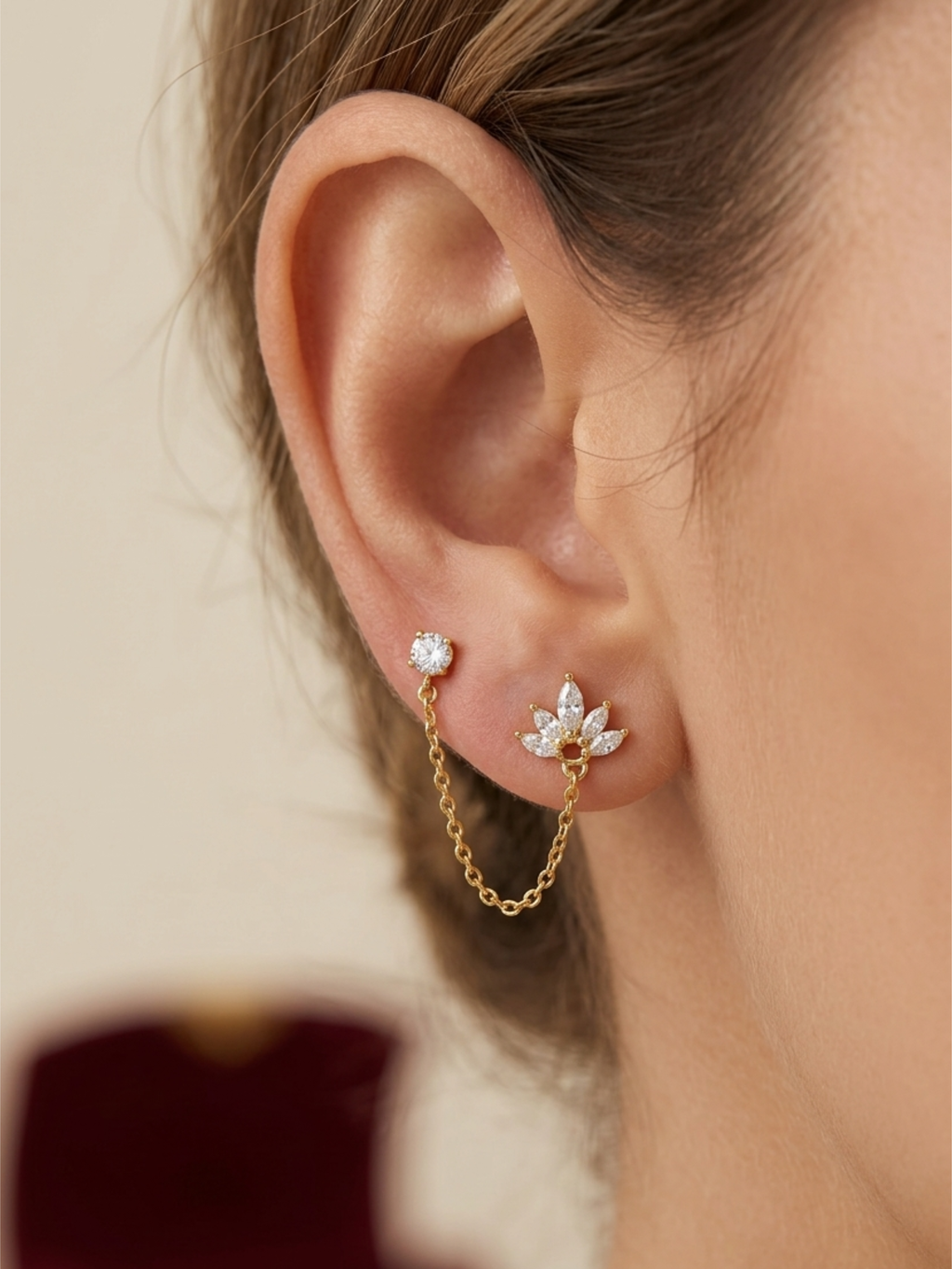 Floral Shine Chain Earings✨