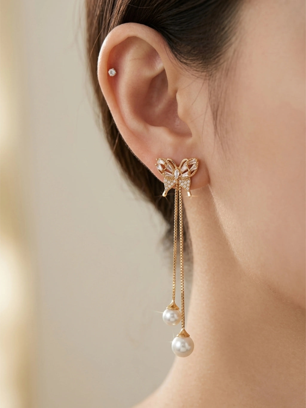 Butterfly Pearl Drop Earing✨