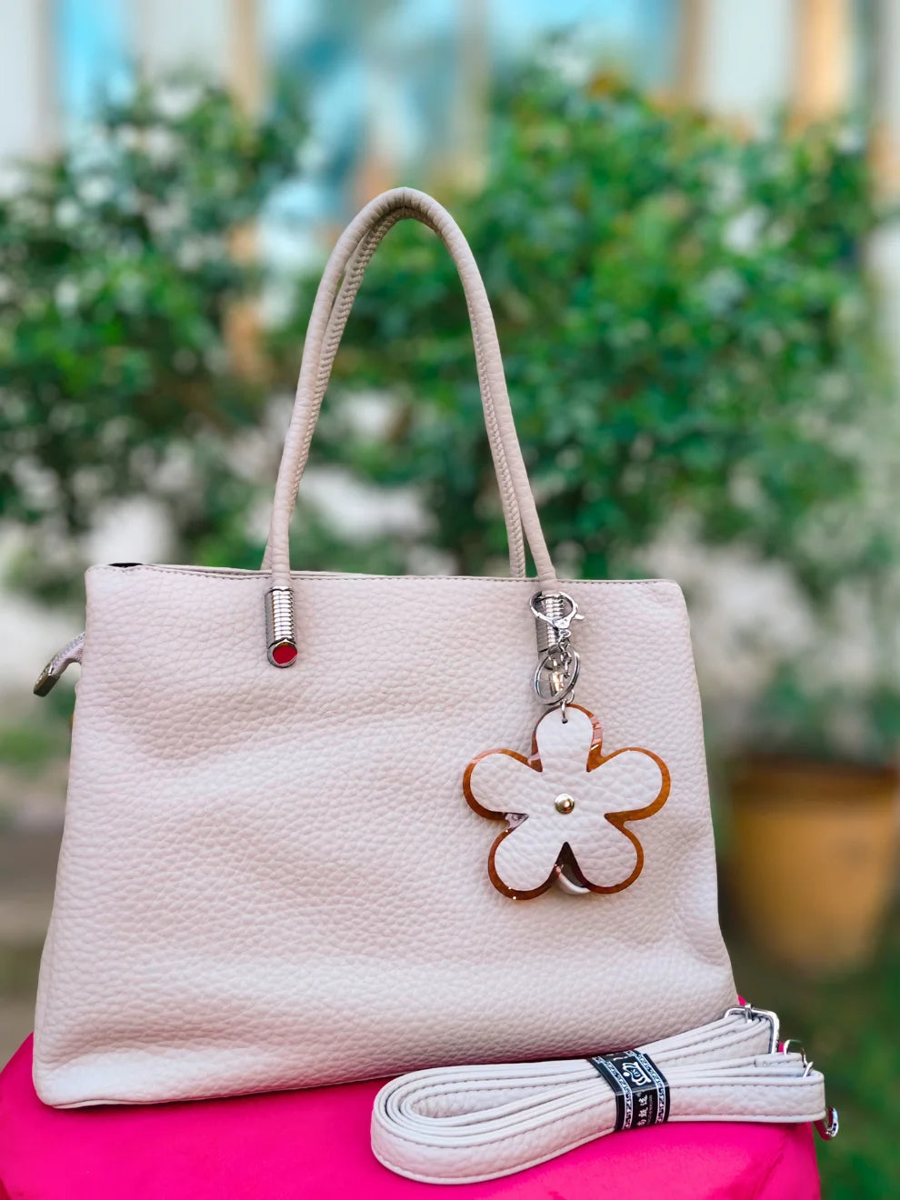 Ivory Bloom Handbag- Grey