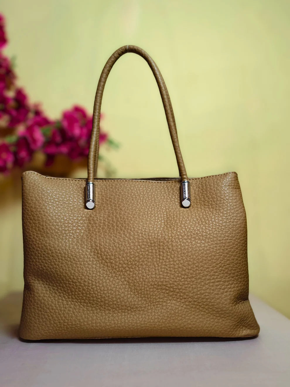 Ivory Bloom Handbag- Caramel Brown
