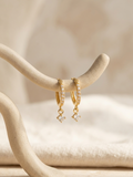Stone Drop Hoops - 21 carat Gold Plated - Hypoallergenic✨