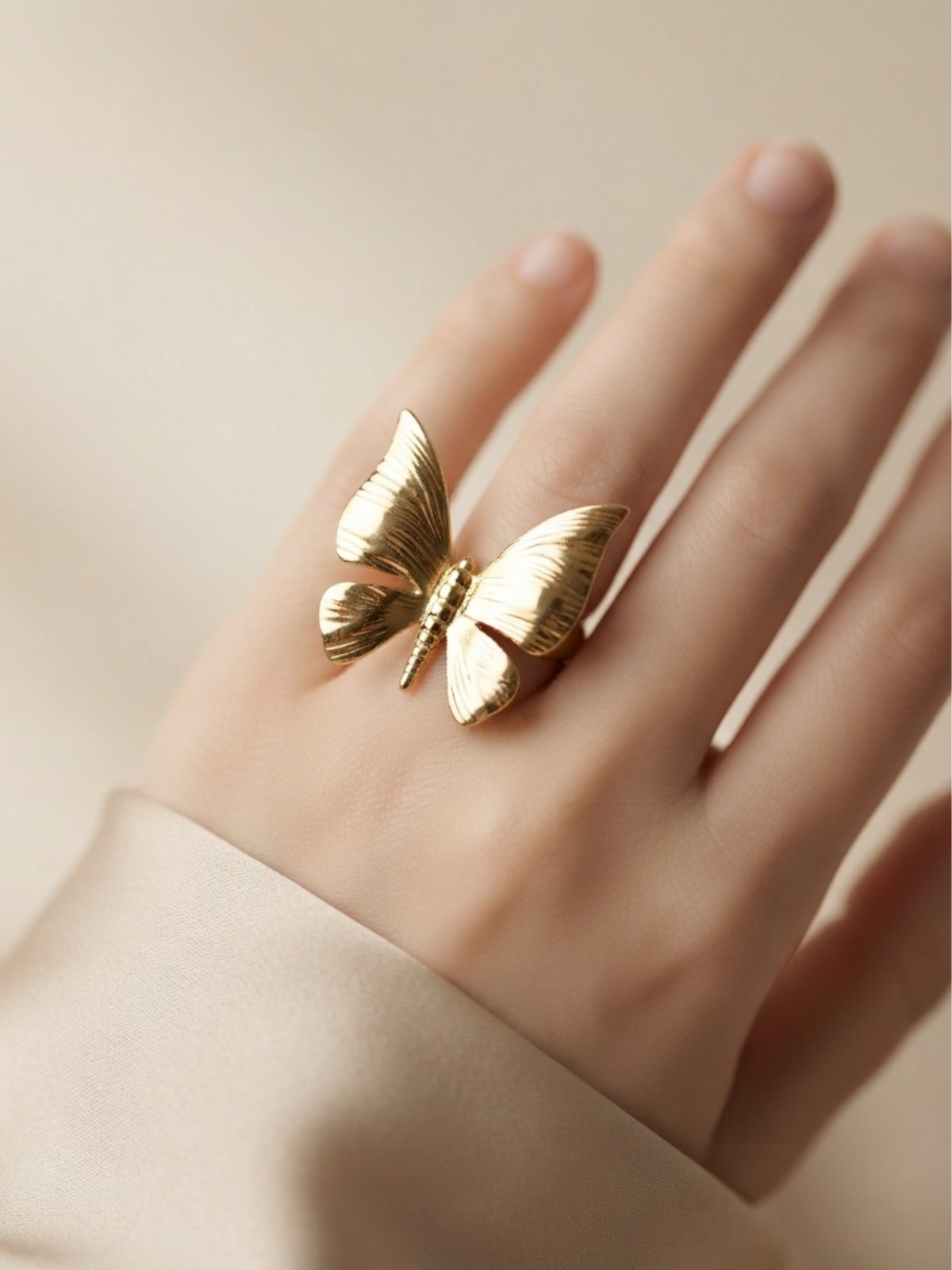 Stainless Steel Large Butterfly Ring