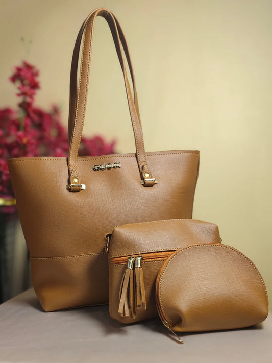 Versatile Tote Bag-set of 3- Brown