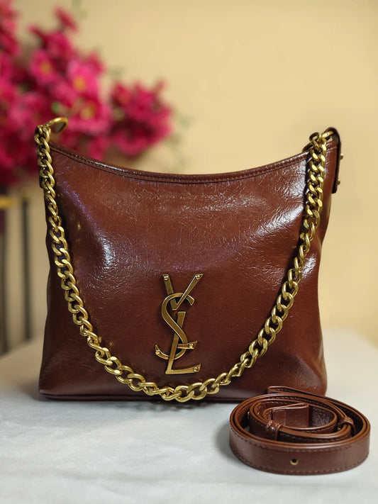 Majestic Chain Satchel- Brown