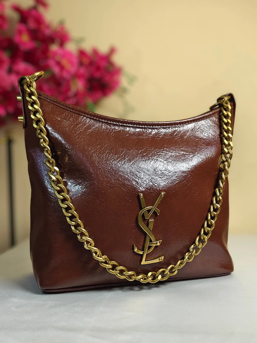 Majestic Chain Satchel- Brown