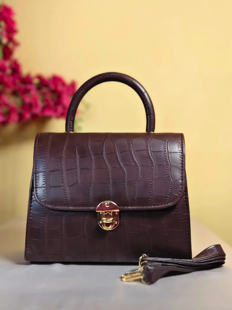 Crovella Matt Handbag-Brown