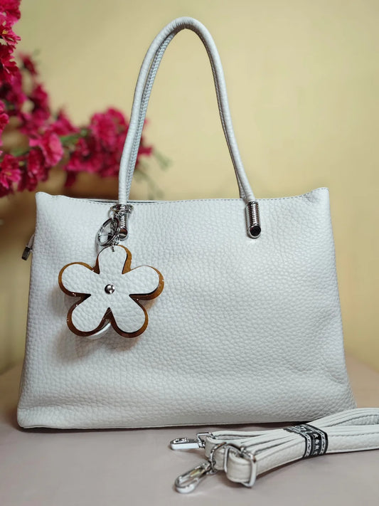 Ivory Bloom Handbag- Grey