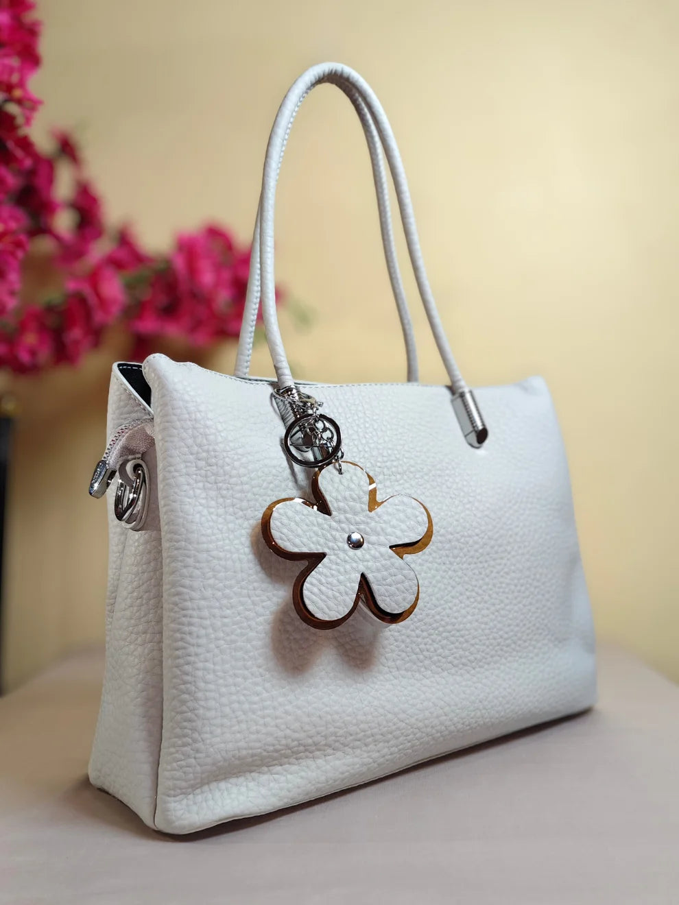 Ivory Bloom Handbag- Grey