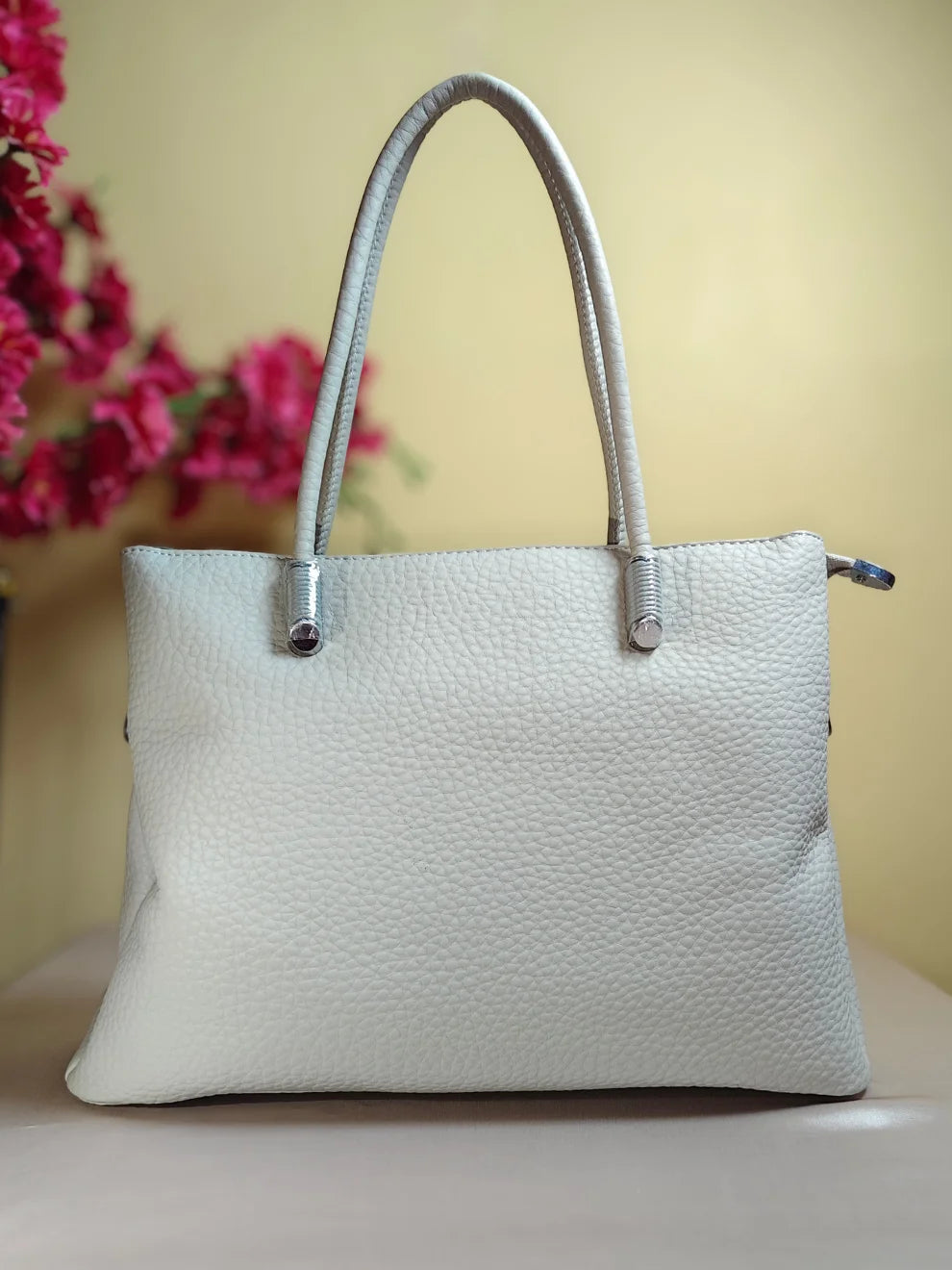 Ivory Bloom Handbag- Grey