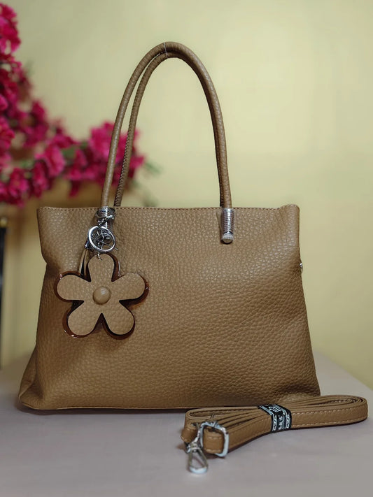 Ivory Bloom Handbag- Caramel Brown