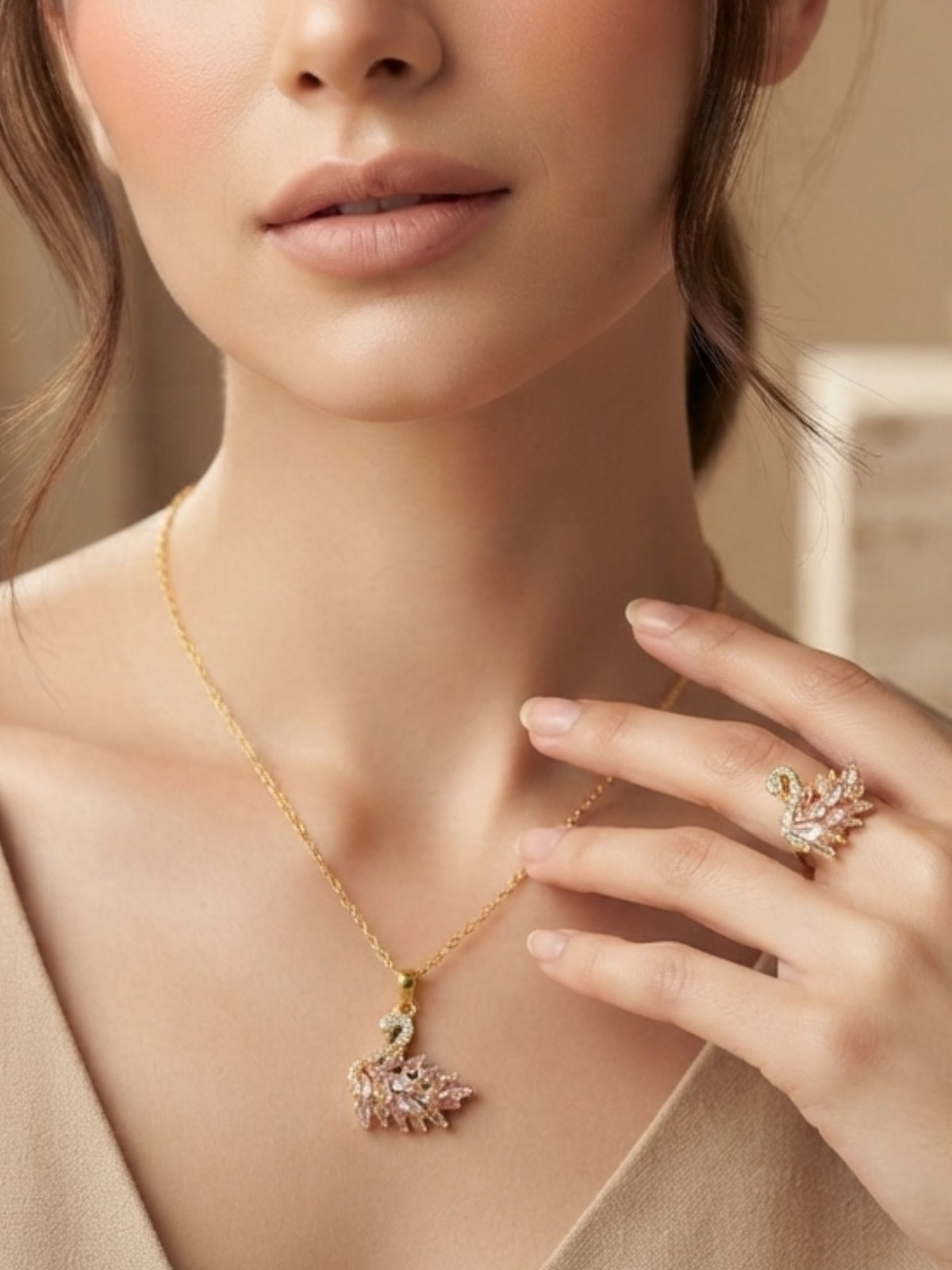 Swan Necklace + Ring Combo Set✨